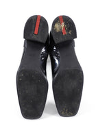 Prada Black Patent Leather Block Heel Tall Boots - 38.5 / 8