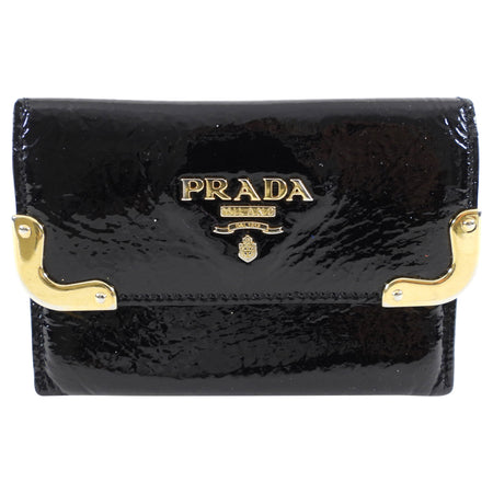 Prada Black Patent Leather Card Holder