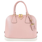 Prada Pink and White Saffiano Leather Promenade Bag