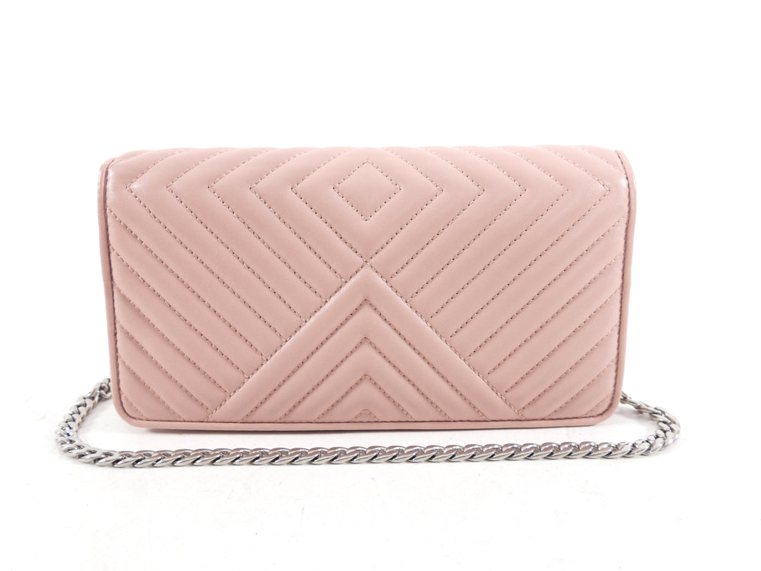 Prada Mini Pink Quilted Leather Wallet on Chain