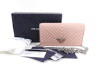 Prada Mini Pink Quilted Leather Wallet on Chain