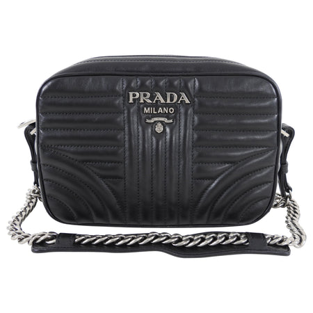 Prada Black Quilt Diagramme Chain Strap Shoulder Bag
