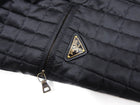 Prada Black Satin Quilt Zip Front Crop Jacket - S