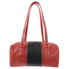 Prada Red and Black Saffiano Fori Small Barrel Bag