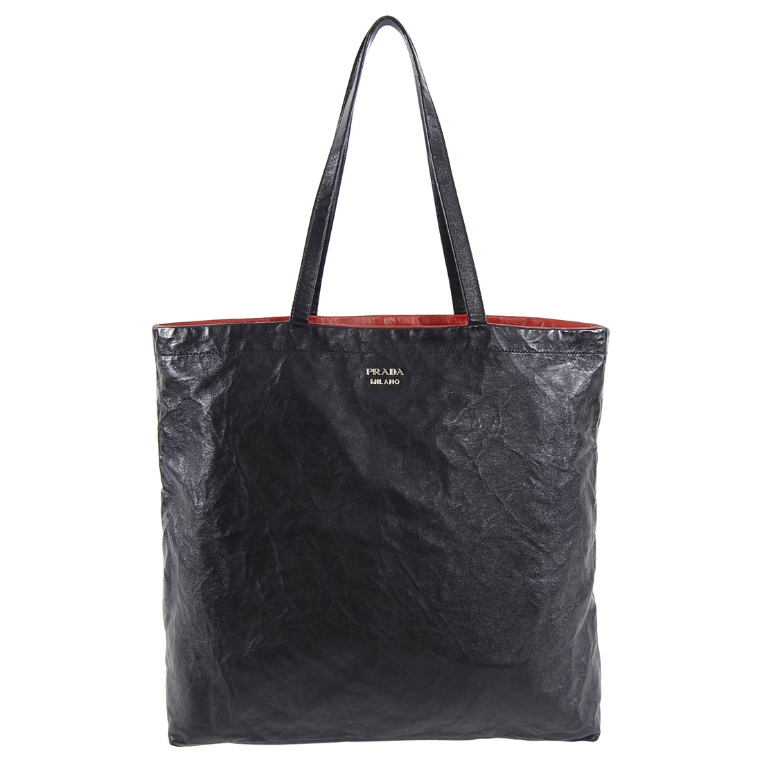 Prada Reversible Red and black Leather Shopper Tote Bag