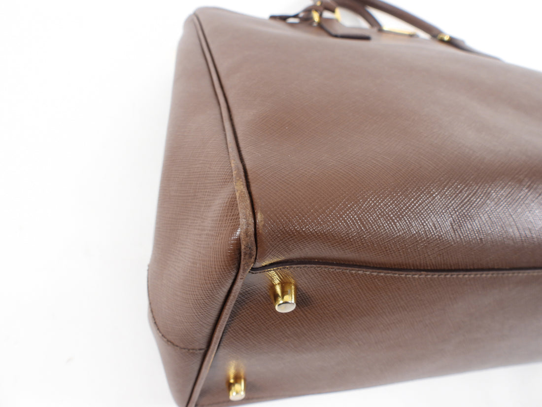 Double leather handbag Prada Brown in Leather - 32098911