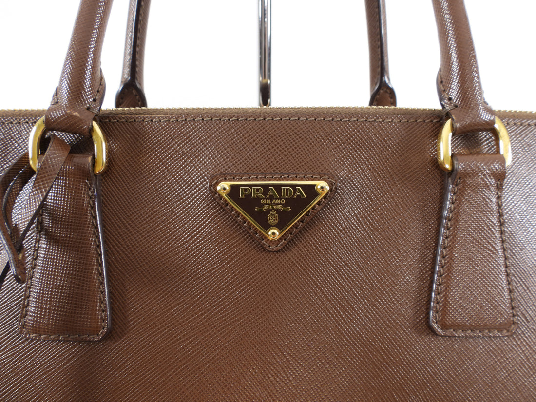 PRADA Saffiano Lux Galleria Brown Leather Ladies Tote 1BA786 NZV
