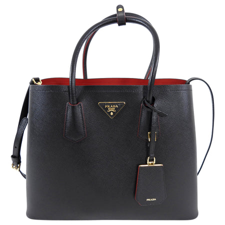 Prada Black Saffiano Leather Large Double Tote Bag
