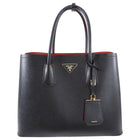 Prada Black Saffiano Leather Large Double Tote Bag