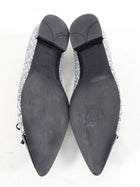 Prada Silver Glitter and Black Patent Pointed Flats - 7.5