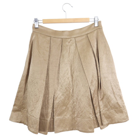 Prada Taupe Brown Satin Pleat A-Line Skirt - USA M