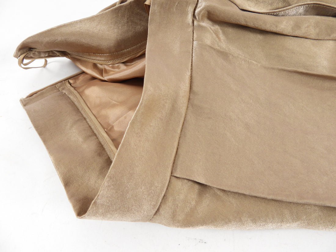 Prada Taupe Brown Satin Pleat A-Line Skirt