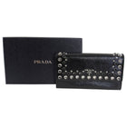 Prada Black Saffiano Patent Leather Jewel Stud Wallet