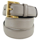 Prada Taupe Saffiano Leather Belt with Gold Buckle