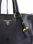 Prada Black Daino Leather Two Way Tote Bag