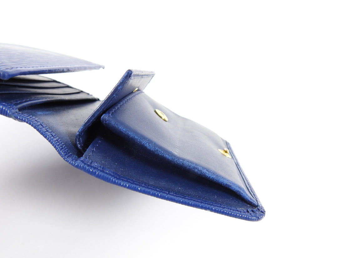 Prada Blue Trifold Leather Wallet