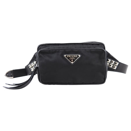 Prada Black Tessuto Nylon Stud Belt Bag