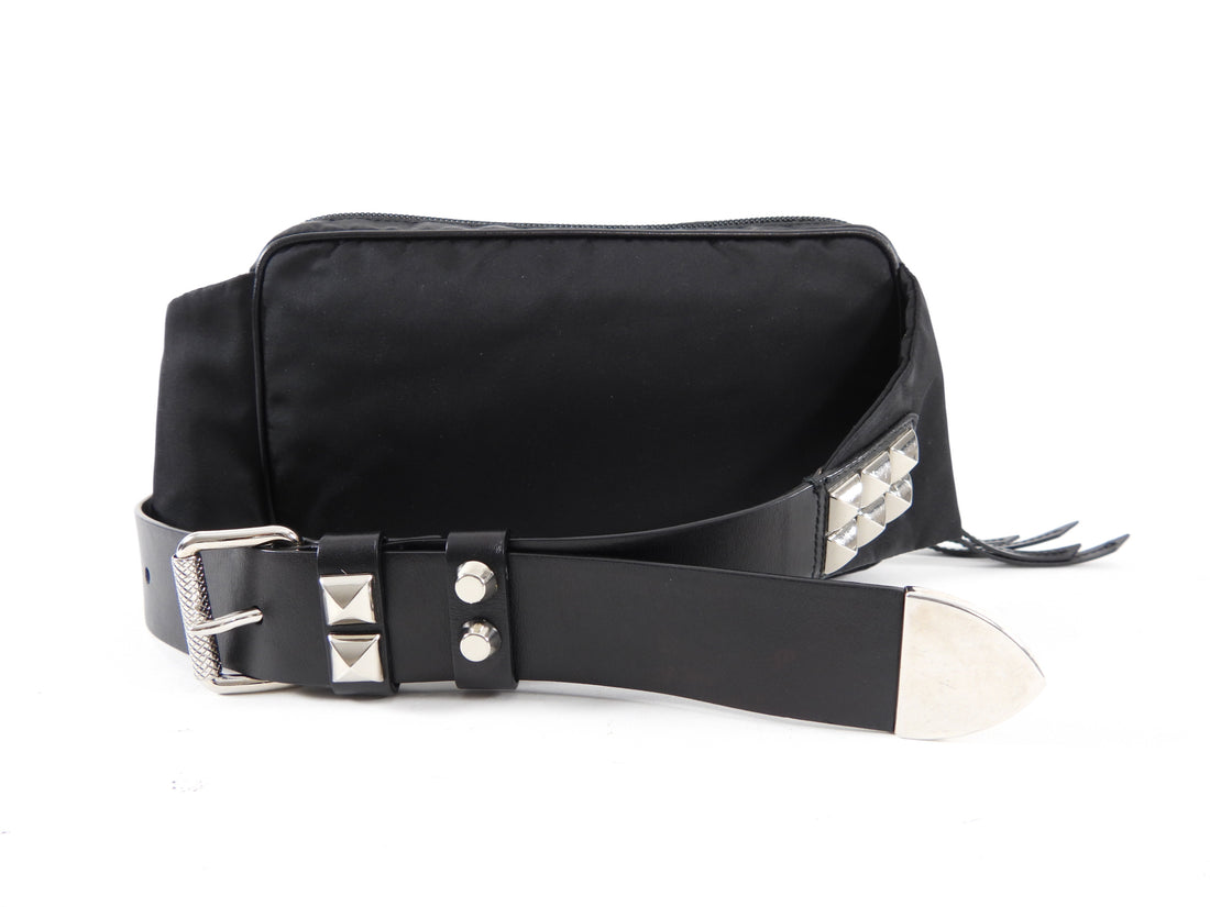 Prada Black Tessuto Nylon Stud Belt Bag