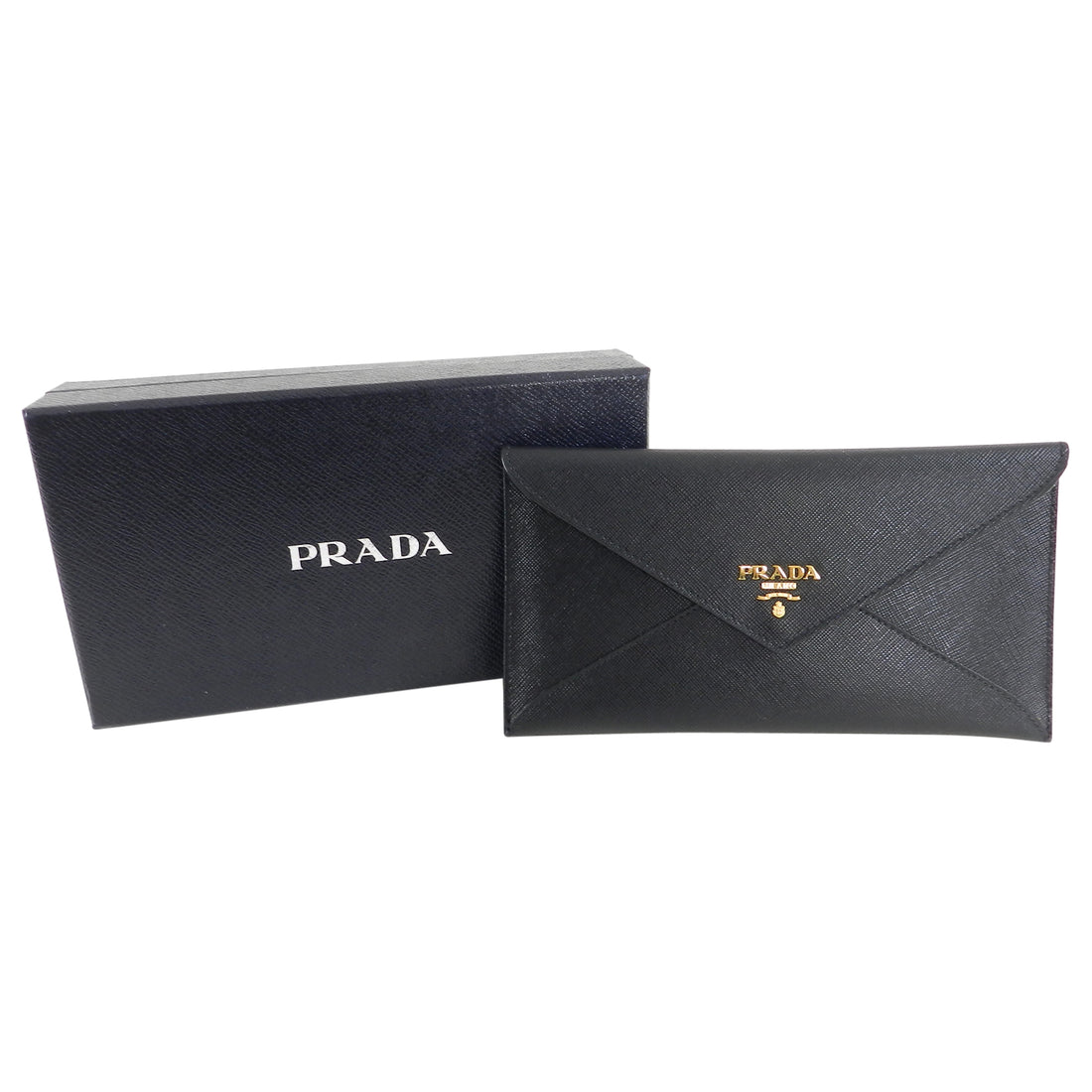 Prada Black Saffiano Leather Envelope Wallet