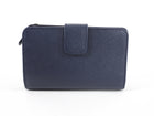 Prada Small Saffiano Compact Navy Wallet