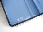 Prada Small Saffiano Compact Navy Wallet