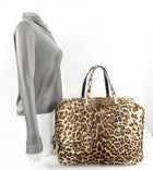Prada Leopard Pattern Calf Hair Large Weekender Bag