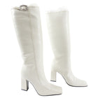 Prada White Shearling Lined Tall Square Toe Boots - 7.5