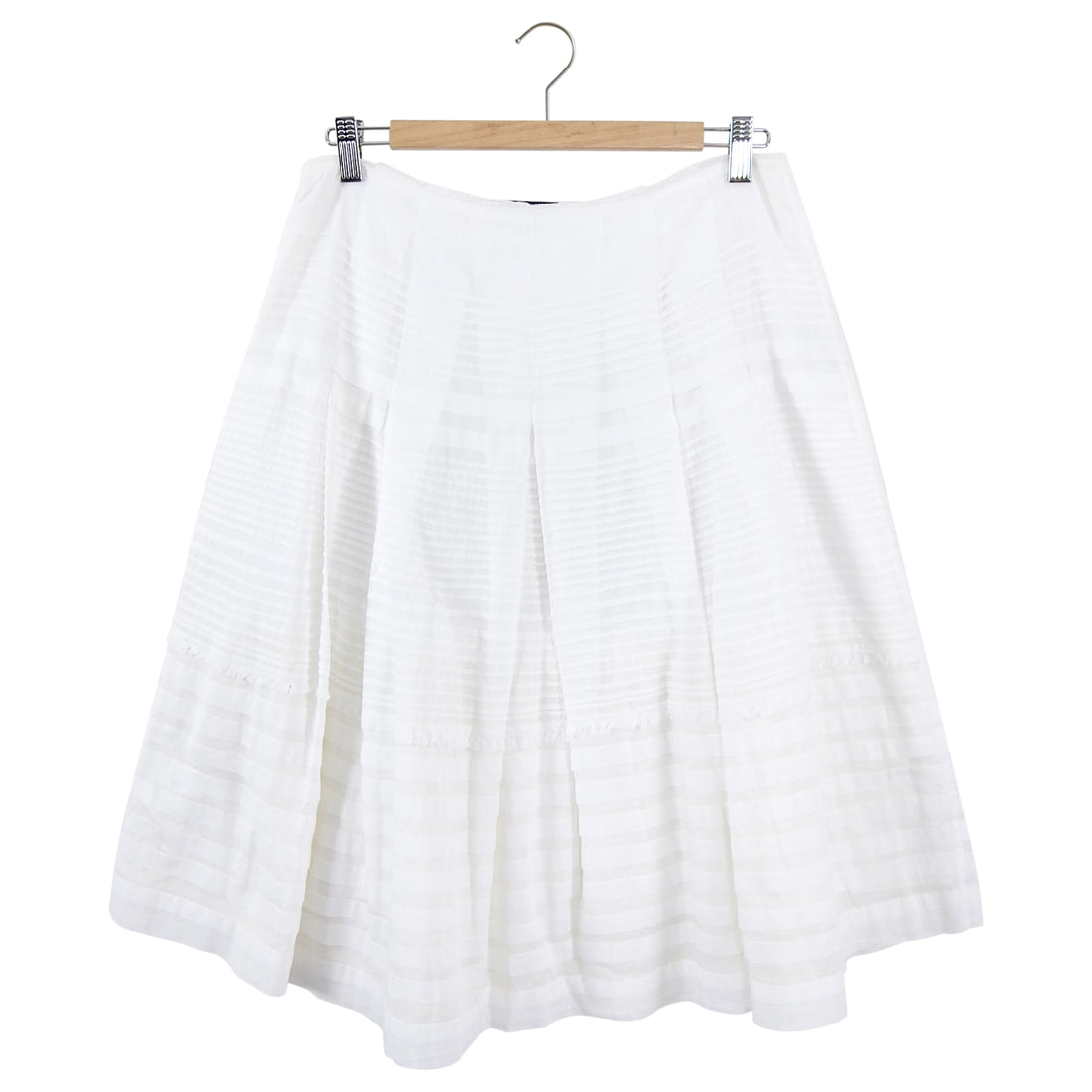Prada White Cotton Flare Knee Length Skirt - L (8/10)