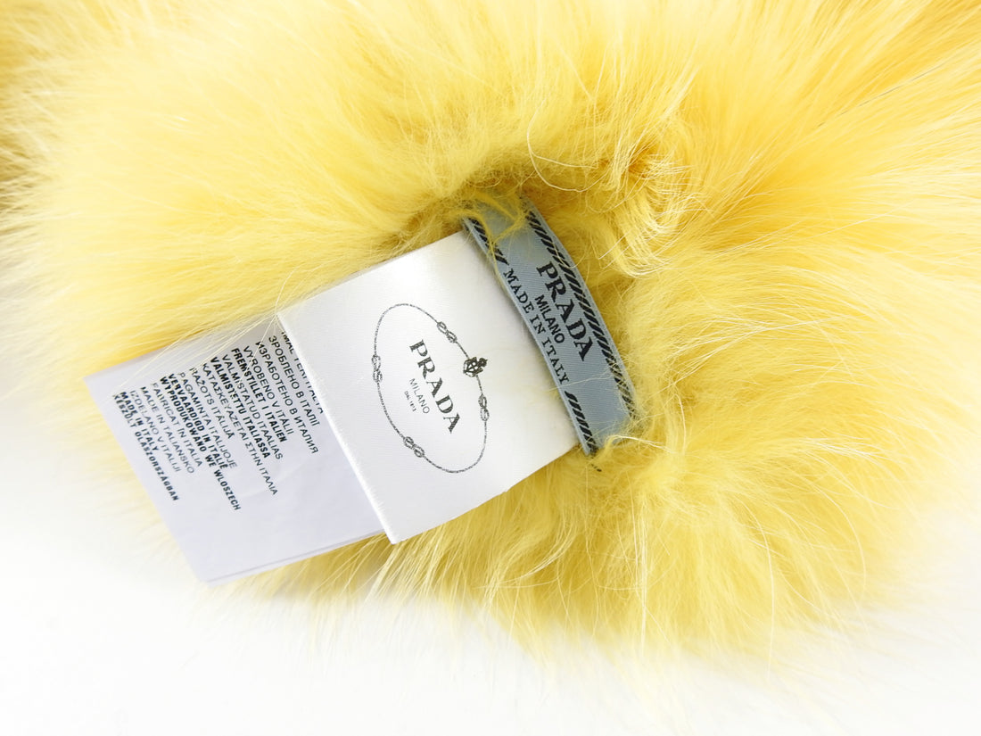 Prada Yellow Long Full Length Fox Fur Stole Scarf 