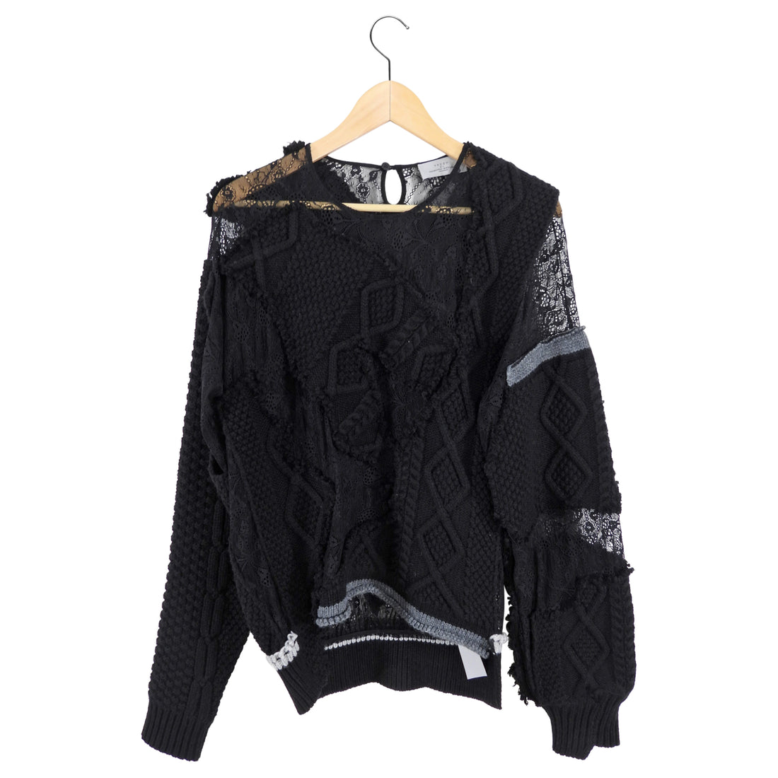 Preen by Thornton Bregazzi Black Patchwork Knit Lace Combo Sweater - XS / 4