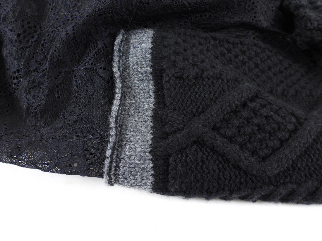 Preen by Thornton Bregazzi Black Patchwork Knit Lace Combo Sweater - XS / 4