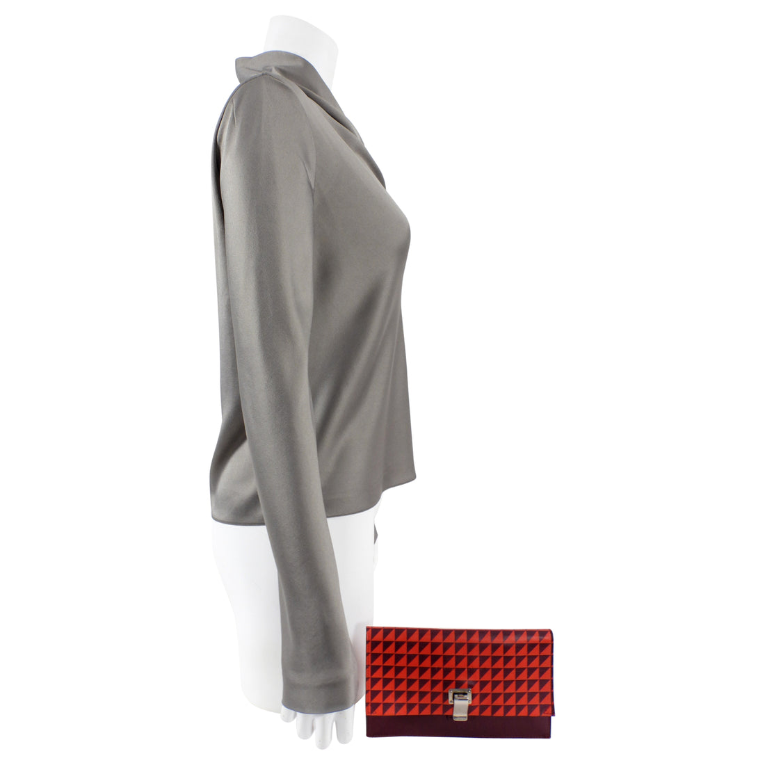Proenza Schouler Red Geometric Leather Mini Lunch Clutch Bag