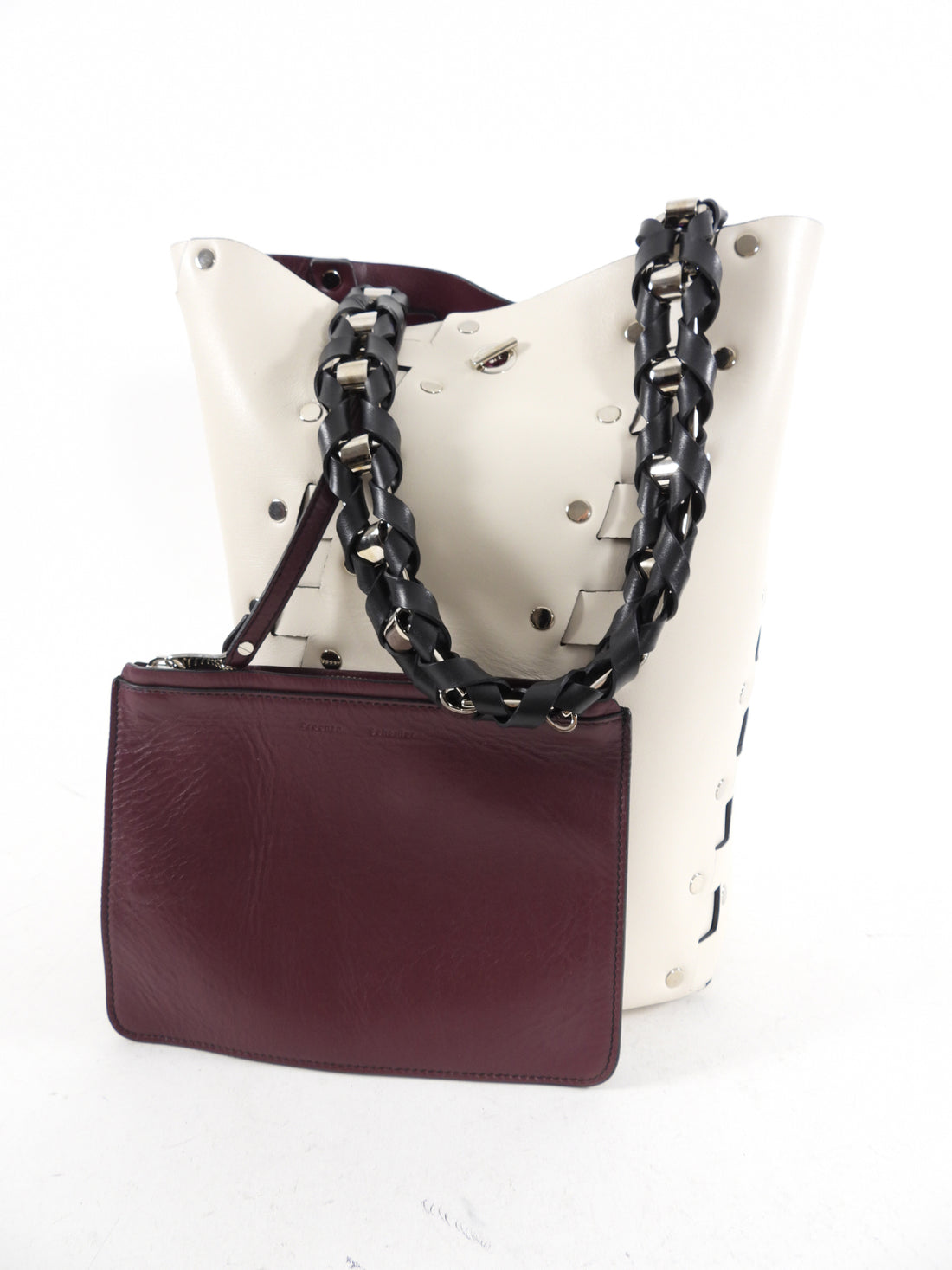 Proenza Schouler White Leather Stud Hex Tote Bag