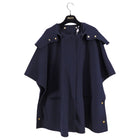 Emilio Pucci Navy Wool Hooded Cape Jacket - S / M