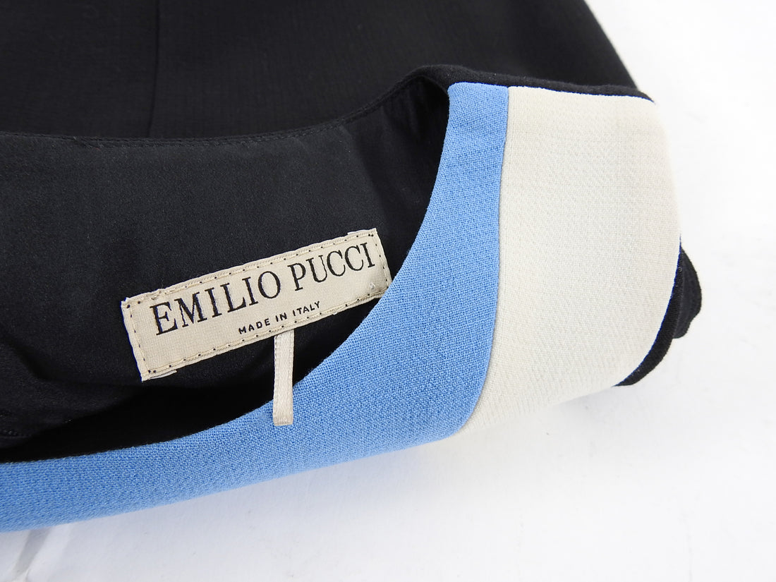 Emilio Pucci Black and Blue Geometric Sleeveless Top - IT40 / USA 4