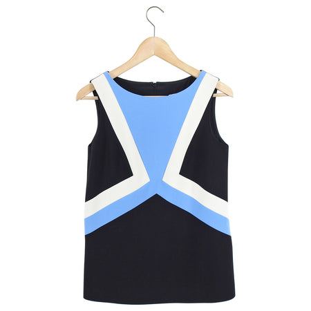 Emilio Pucci Black and Blue Geometric Sleeveless Top - IT40 / USA 4