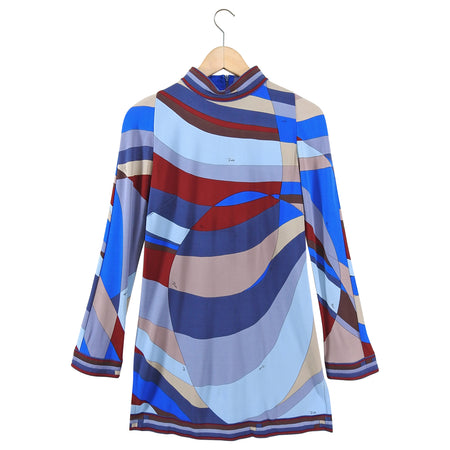 Emilio Pucci Burgundy Blue Jersey Tunic Dress - IT42 / 6