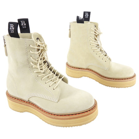 R13 Beige Suede Lace - Up Ankle Boots - USA 6