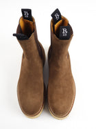 R13 Brown Suede Platform Single Stack Chelsea Ankle Boots - 38/US7