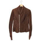 Rick Owens Resin Brown Leather Fitted Zip Jacket - 8