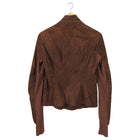 Rick Owens Resin Brown Leather Fitted Zip Jacket - 8