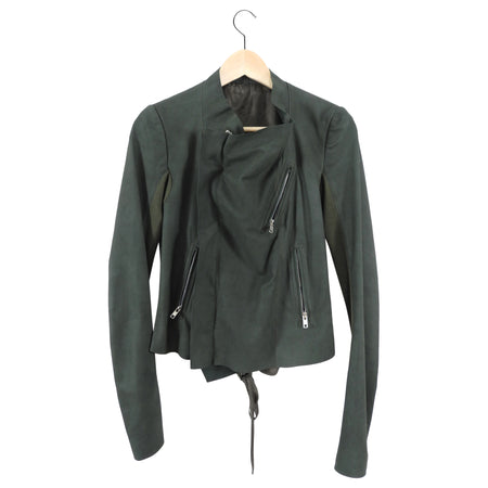 Rick Owens Nuvola SS16 Palm Green Leather Zip Jacket - S / 6