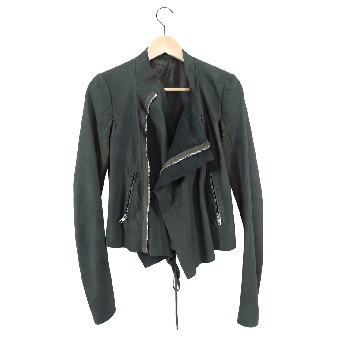 Rick Owens Nuvola SS16 Palm Green Leather Zip Jacket - S / 6