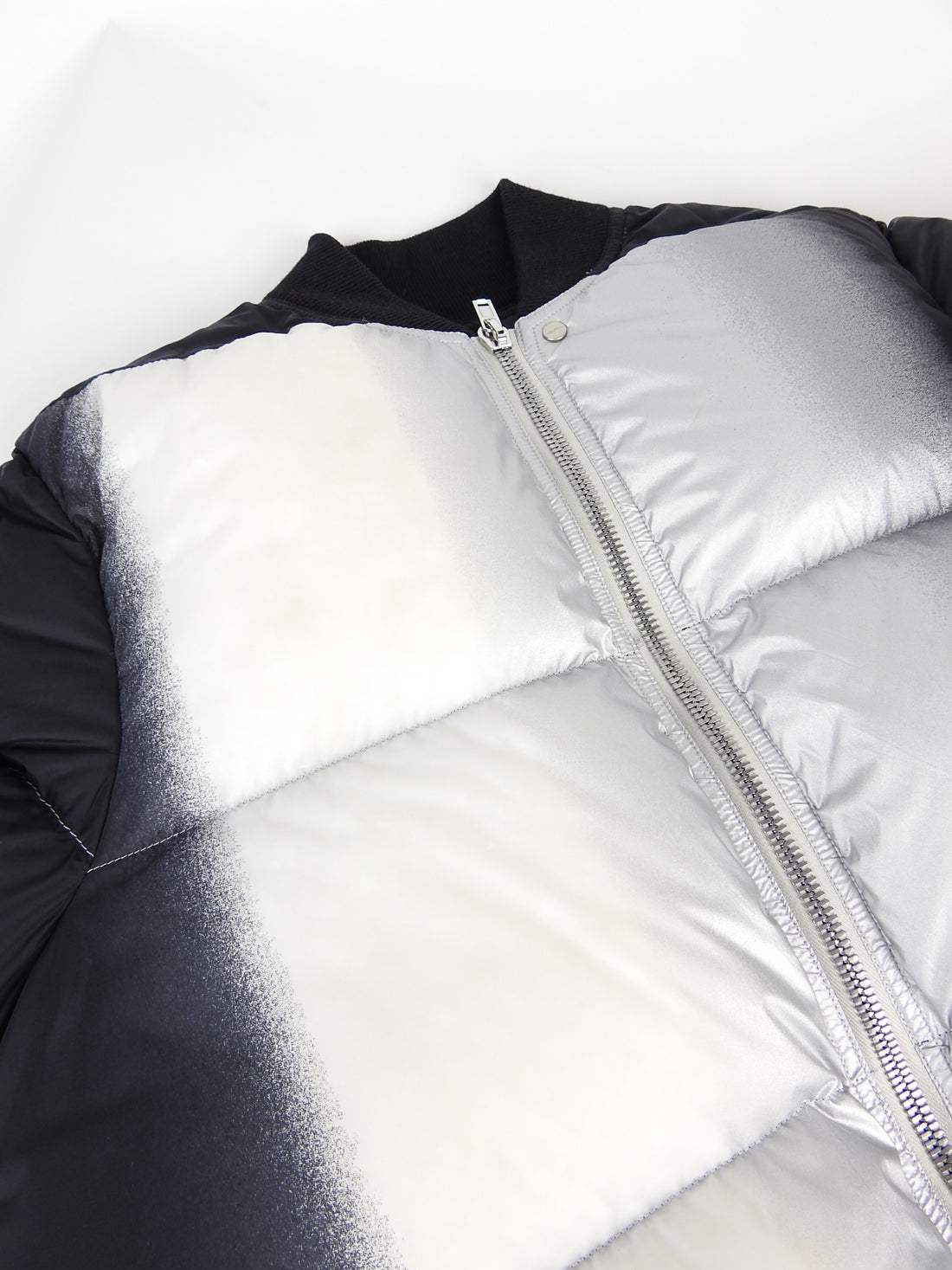 Rick Owens Fall 2019 Silver and Black Puffer Coat - S / M