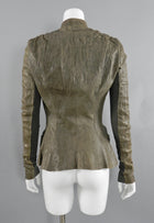 Rick Owens Taupe Distressed Leather Jacket