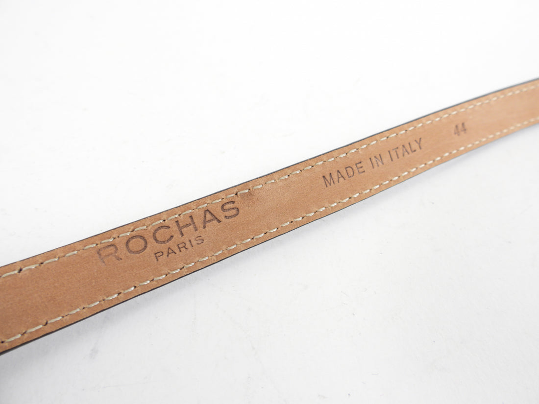 Rochas Paris Black Patent Leather Skinny Belt - FR44 / 28-34”