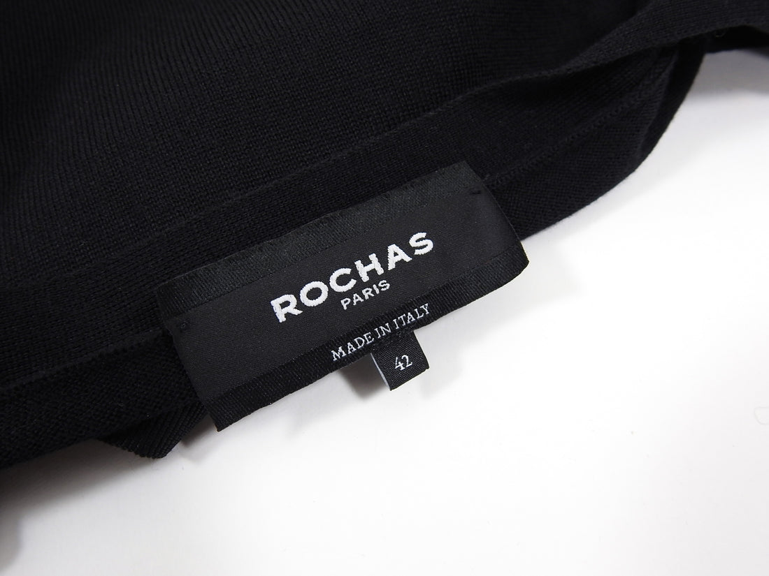 Rochas Black Wool Cardigan with Jewelled Accent - 6