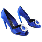 Roger Vivier Cobalt Blue Open Toe Crystal Jewel Pump Heels - 40