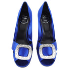 Roger Vivier Cobalt Blue Open Toe Crystal Jewel Pump Heels - 40