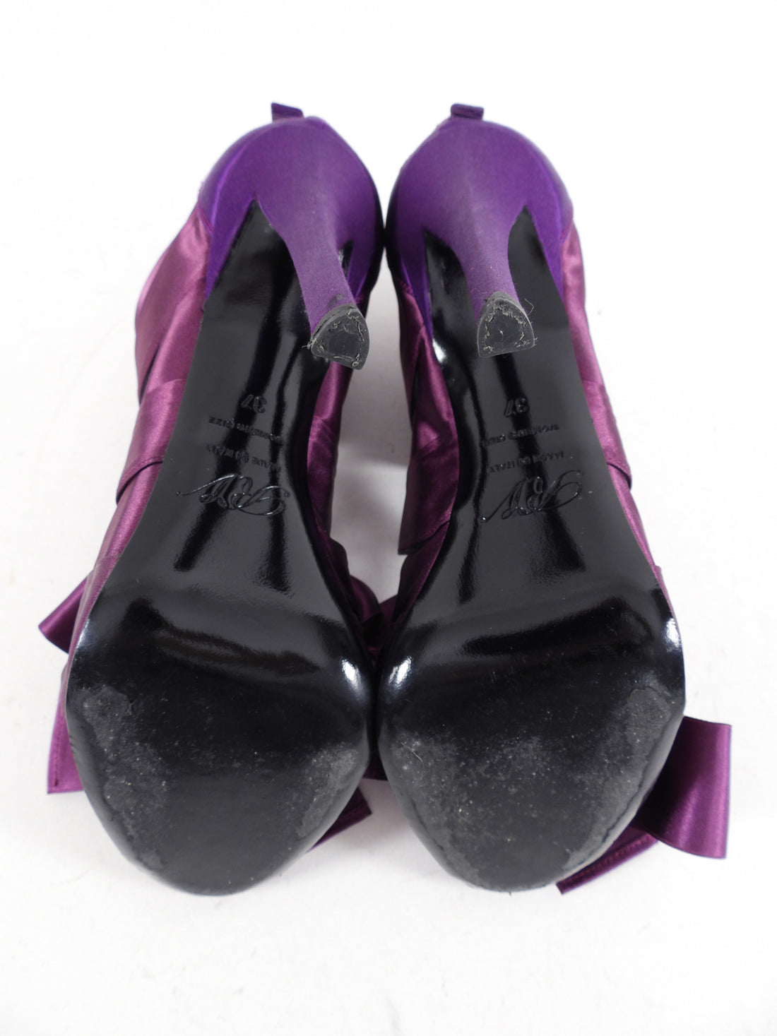 Roger Viver Purple Satin Ribbon High Heels - 7.5